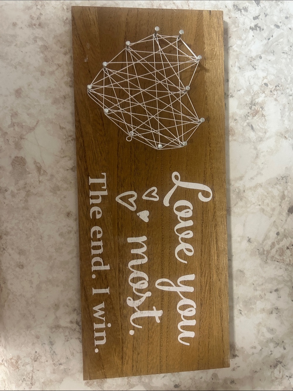 White String Heart & Script 'Love You Most' Wooden Wall Plaque